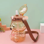 Teddy Bear Water Bottle With Straw (1000 ml) TheQuirkyQuest