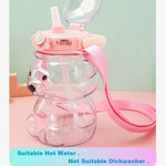 Teddy Bear Water Bottle With Straw (1000 ml) TheQuirkyQuest