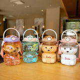 Teddy Bear Water Bottle With Straw (1000 ml) TheQuirkyQuest