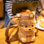 Teddy Bear Water Bottle With Straw (1000 ml) TheQuirkyQuest