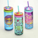 Cool Summer Vibes Sipper with Straw (Umbrella Design) TheQuirkyQuest