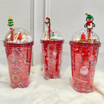 Christmas Frosty Sipper Bottle with Straw TheQuirkyQuest