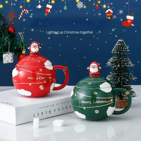 3D Christmas Mug With Lid and Santa Spoon TheQuirkyQuest