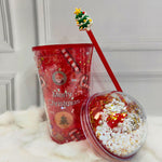 Christmas Frosty Sipper Bottle with Straw TheQuirkyQuest