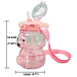 Teddy Bear Water Bottle With Straw (1000 ml) TheQuirkyQuest