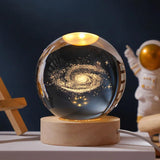 3D Crystal Ball Galaxy Space (Warm Led) with Wooden Base TheQuirkyQuest