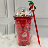 Christmas Frosty Sipper Bottle with Straw TheQuirkyQuest