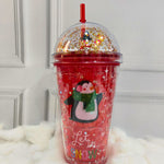 Christmas Frosty Sipper Bottle with Straw TheQuirkyQuest