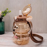 Teddy Bear Water Bottle With Straw (1000 ml) TheQuirkyQuest