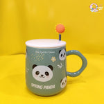 Cute Panda Mug With Lid And Spoon TheQuirkyQuest