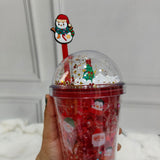 Christmas Frosty Sipper Bottle with Straw TheQuirkyQuest