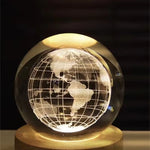 3D Crystal Globe Lamp (Warm Led) with Wooden Base TheQuirkyQuest