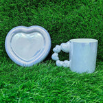 Romantic Mug with Heart Shaped Coaster (Shimmer Purple) TheQuirkyQuest