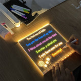 Whiteboard Led Lights Glowing Clear Acrylic Board Message Sign With 7  Markers