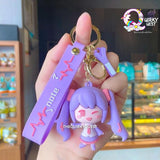 Cute Girl Keychain with Bagcharm and Strap - The Quirky Quest TheQuirkyQuest