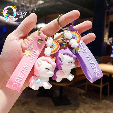 Cute Unicorn Rainbow Keychain - The Quirky Quest TheQuirkyQuest