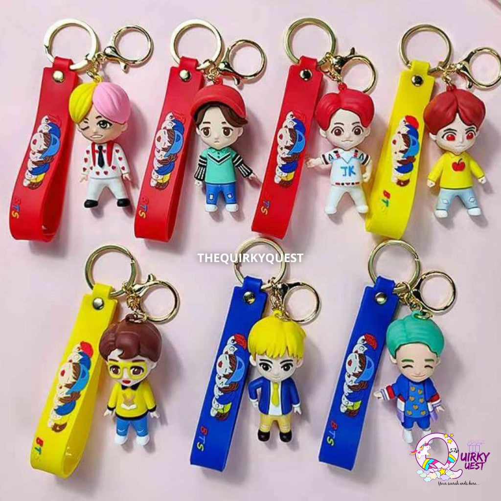 BTS | BT21 keychains with Bagcharm and Strap (Set of 7) - The Quirky Q