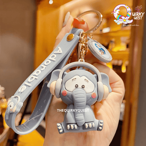 Adorable Elephant Keychain With Bagcharm And Strap - The Quirky Quest TheQuirkyQuest