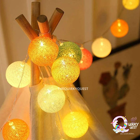 Cotton Ball String Lights (Festive Special) - Pastel Colors TheQuirkyQuest