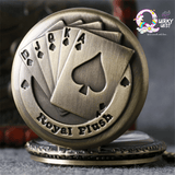 Royal Flush (Cards) Pocket Watch - Quartz Keychain TheQuirkyQuest
