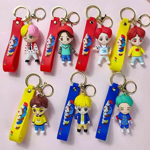 BTS keychains with Bagcharm and Strap TheQuirkyQuest