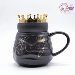 King and Queen Printed Coffee Mug with Golden Crown TheQuirkyQuest