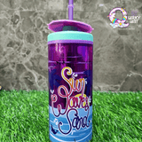 Summer Vibes Umbrella Sipper with Straw TheQuirkyQuest