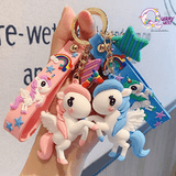Unicorn Keychain Poof Tail Plush Pendant TheQuirkyQuest