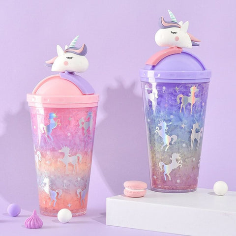 Qualityzone Plastic Unicorn Sipper Bottle, Tumbler