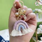 Macrame Rainbow Keychain - Pastel Colours TheQuirkyQuest