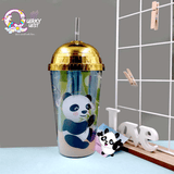Cute Panda Holographic Sipper Bottle with Straw TheQuirkyQuest