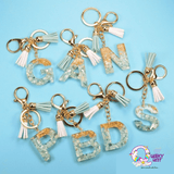 Glitter Initial Resin Keychain with Tassel+ Bag Charm - The Quirky Quest TheQuirkyQuest
