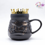 King and Queen Coffee Mug with Golden Crown (Set of 2) TheQuirkyQuest