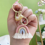 Macrame Rainbow Keychain - Pastel Colours TheQuirkyQuest