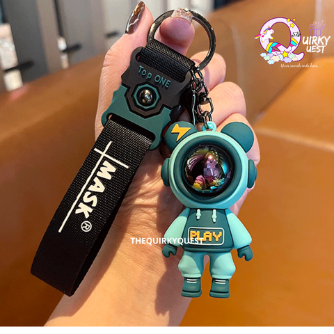 SummerTimeAcessories Luxury Astronaut Leather Keychain | Leather Keychain for Women | Astronaut Keychain | Keychain for Duffle Bags and Tote Bags | Bag Charm