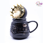 King and Queen Coffee Mug with Golden Crown (Set of 2) TheQuirkyQuest