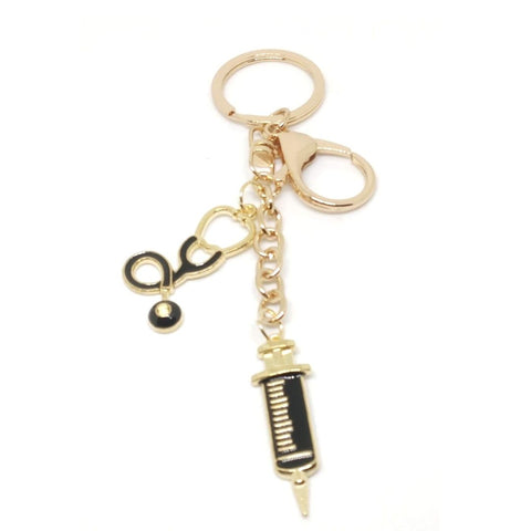 Glitter Initial Resin Keychain with Tassel+ Bag Charm